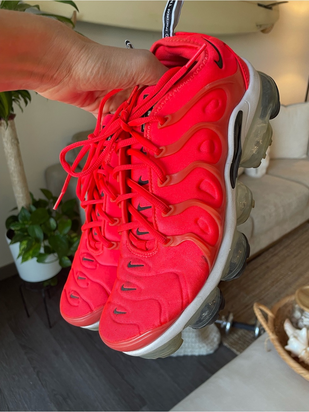 Nike Womens Air VaporMax Plus Bright Red Sneakers 8.5